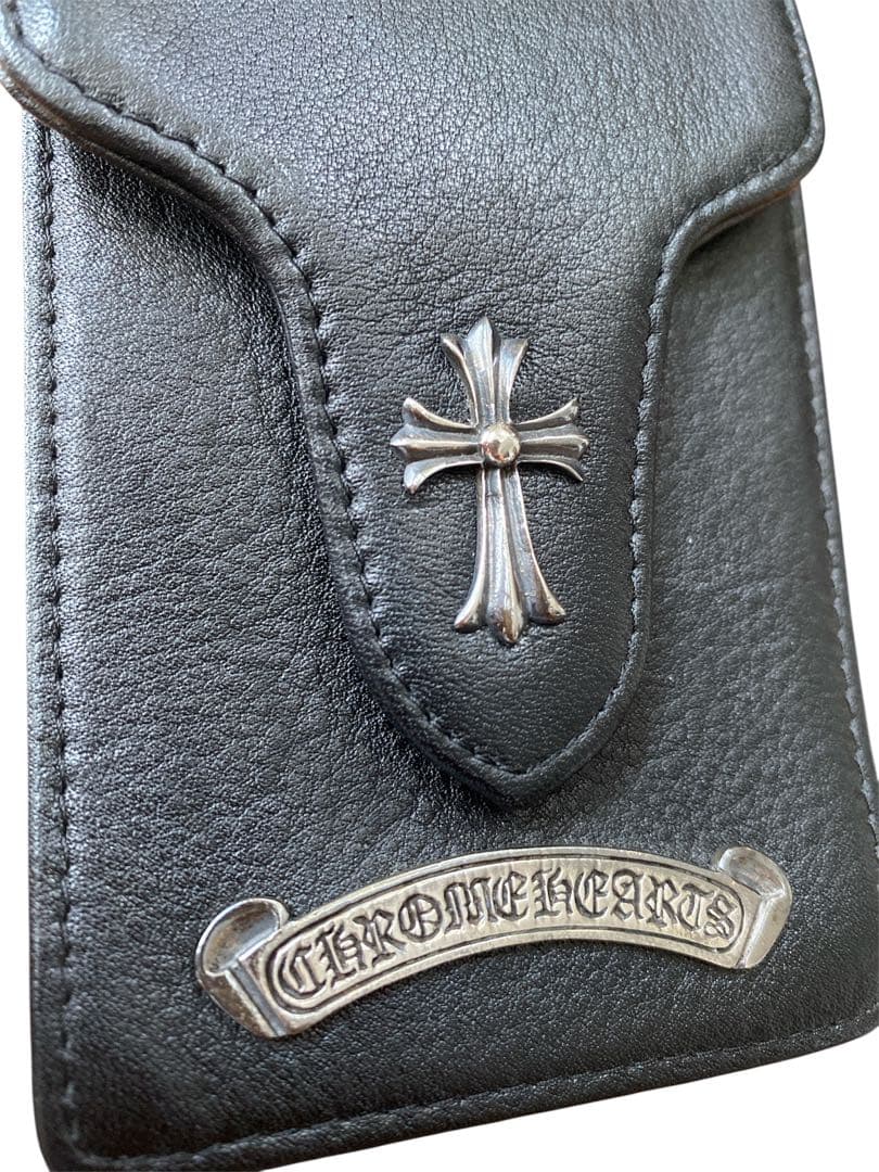 シガレットケース　小物入れ ブラックレザー ケース　シルバー