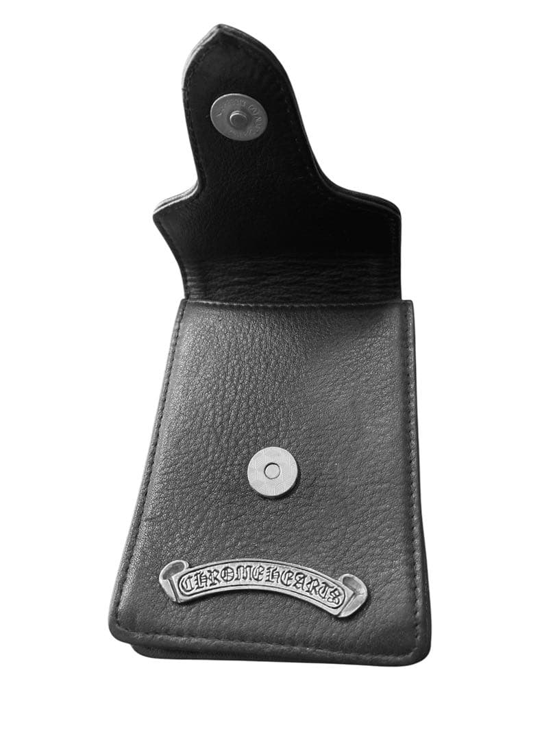 シガレットケース　小物入れ ブラックレザー ケース　シルバー