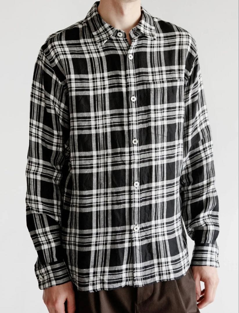 に*み様 Margaret Howell ブラック×ホワイト チェック リネンシ