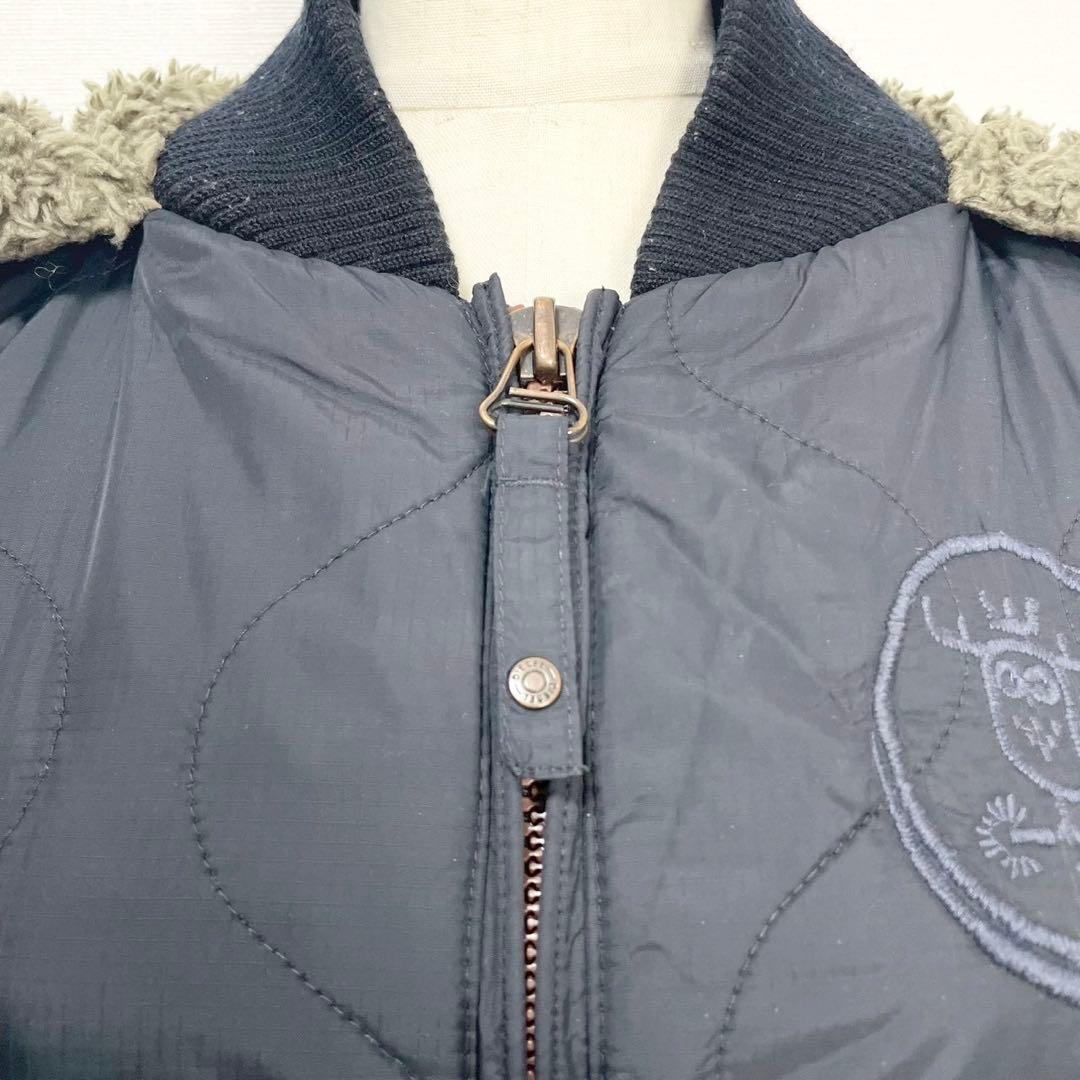 y2k❤️ 00s DIESEL ロゴ 刺繍 ボア ミリタリー ブルゾン n2b