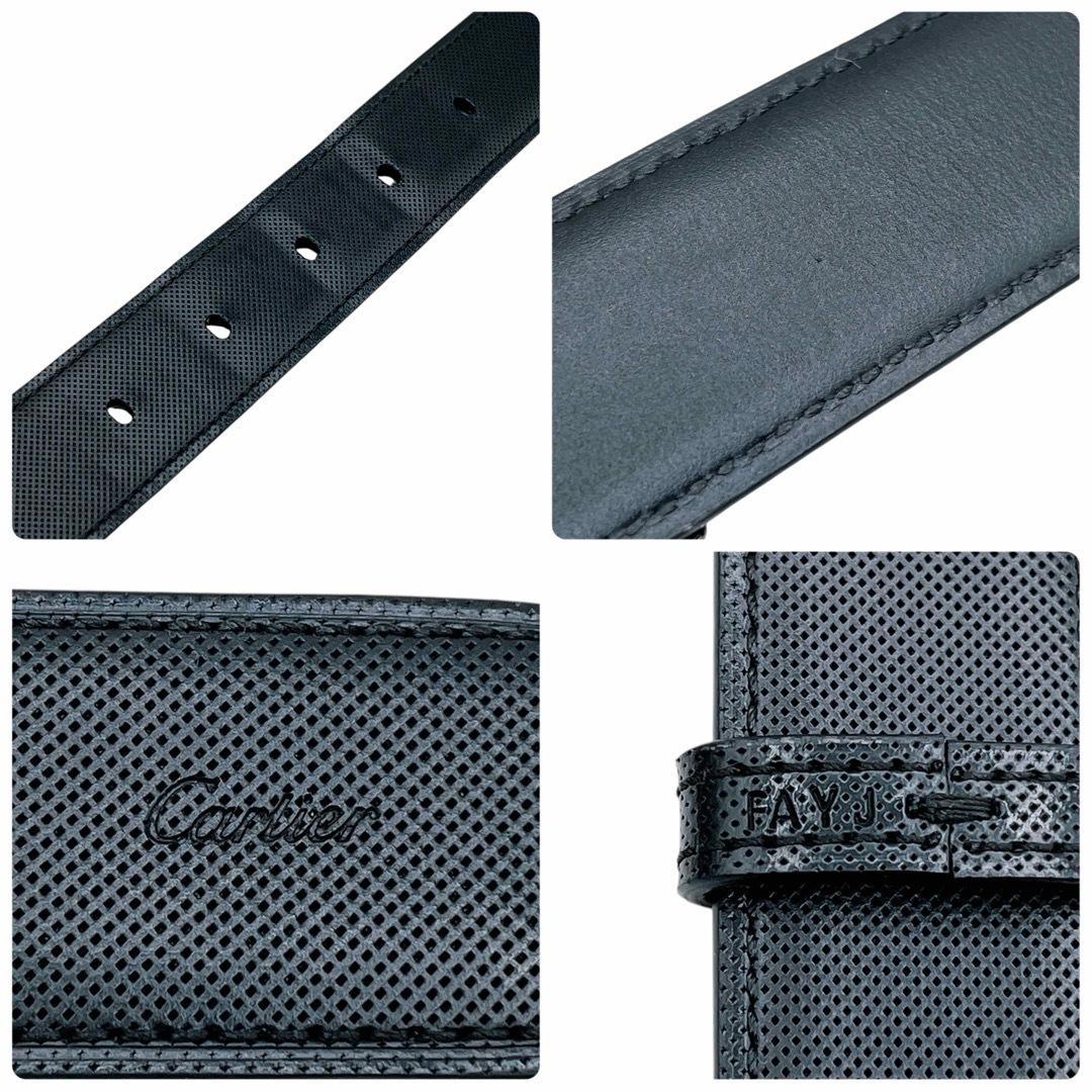 美品 カルティエ サントス ドゥ ベルト 黒 ブラック 銀 シルバー メンズ