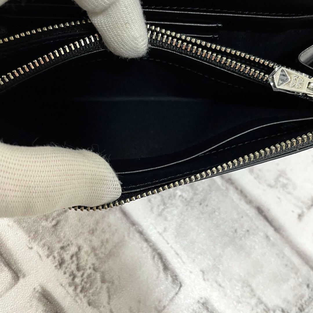 美品✨ ポールスミス　長財布　マーケトリーストライプラビット　ラウンドジップ　黒