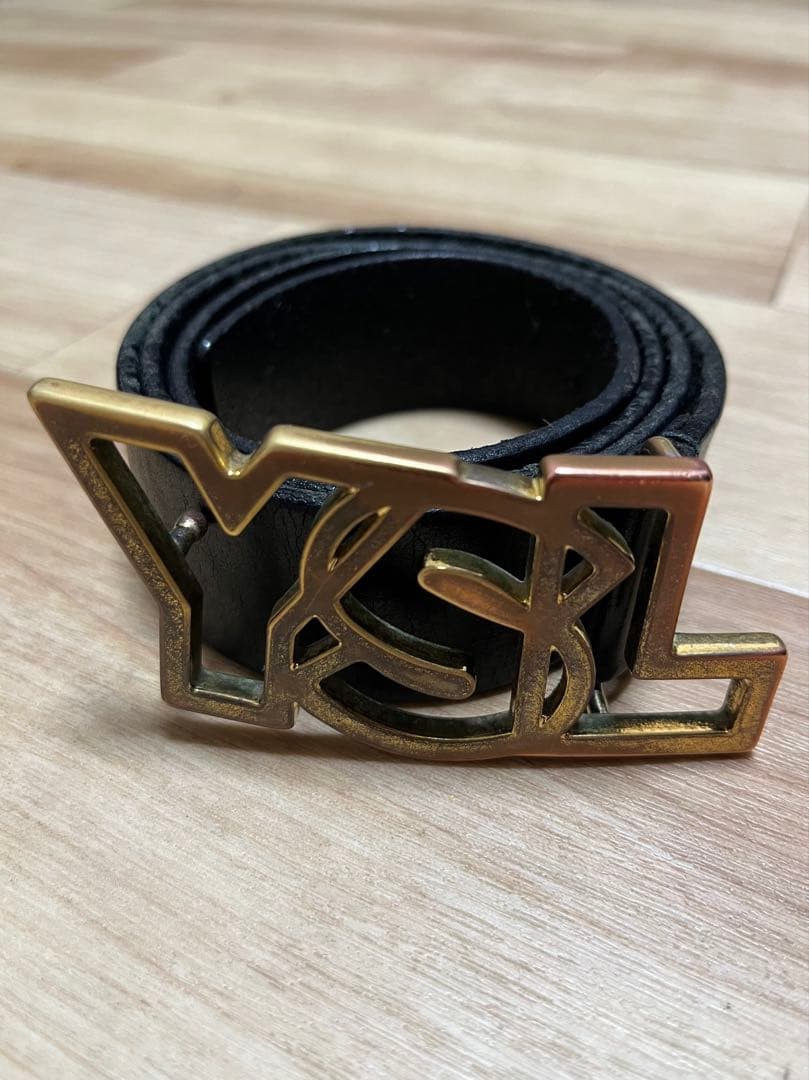 Saint Laurent 希少 YSL ロゴ バックル レザー ベルト