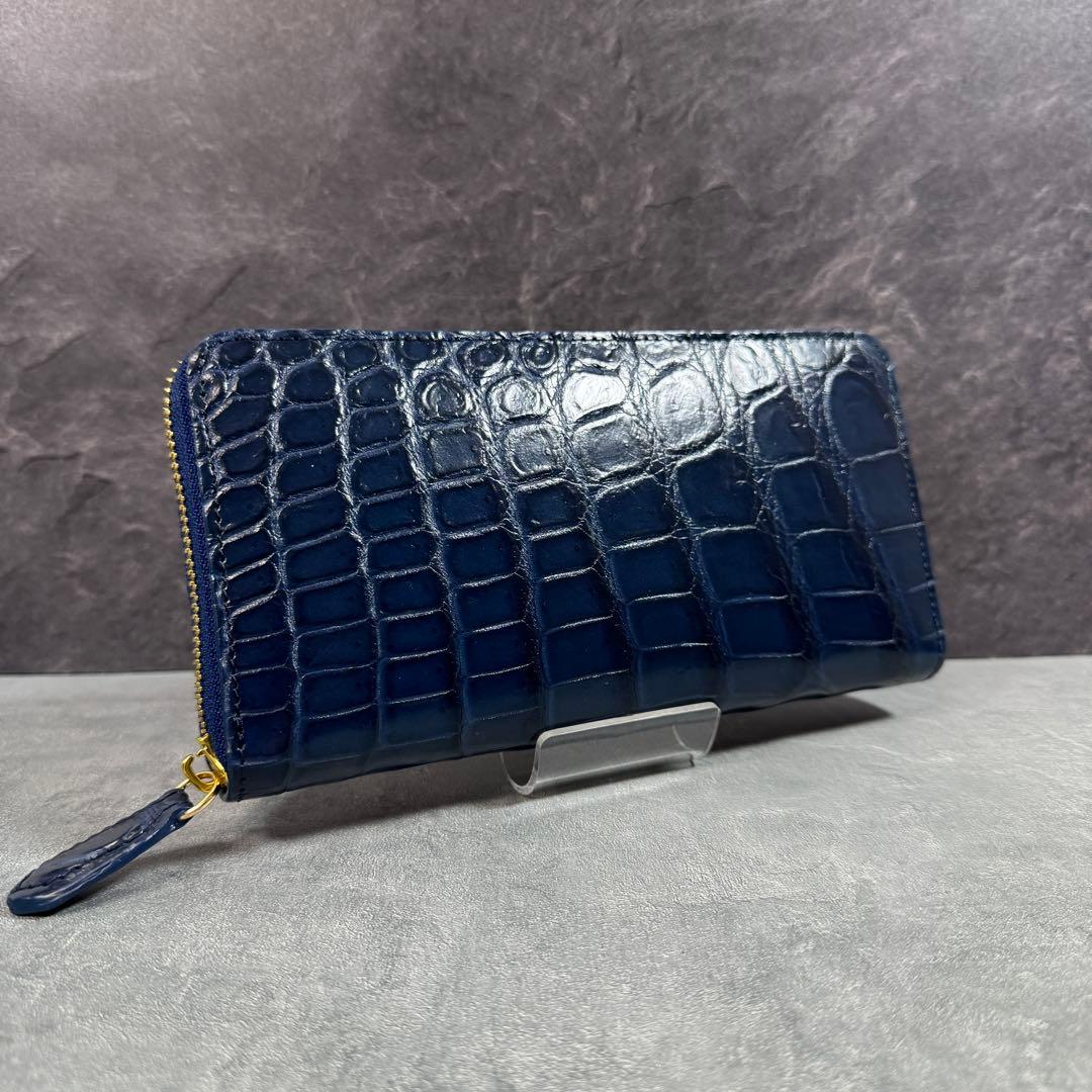 SALE クロコダイル 長財布 ネイビー 紺色 メンズ レディース 本革 ワニ革