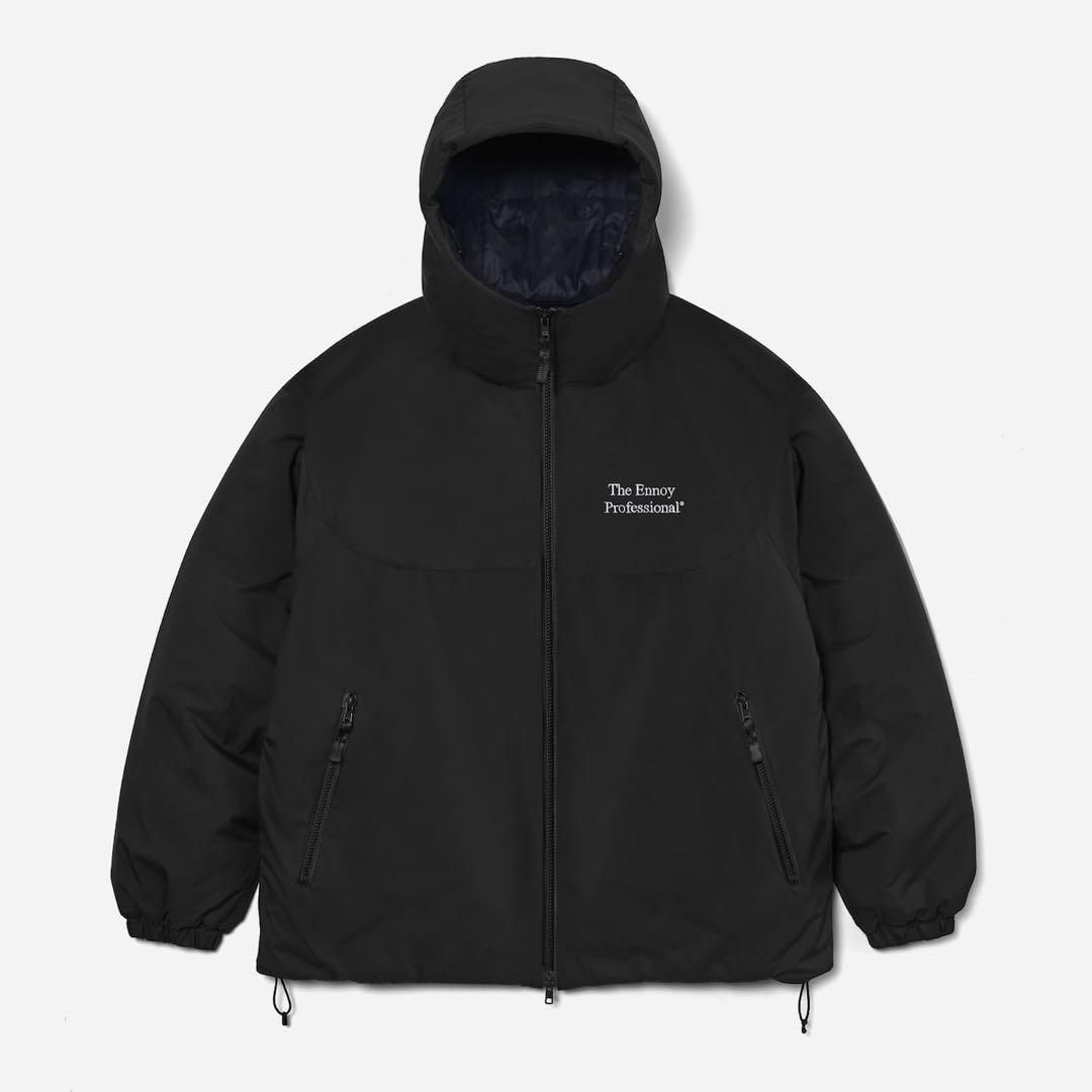 ジャケット・アウター ennoy PADDED NYLON HOODIE (BLACK)