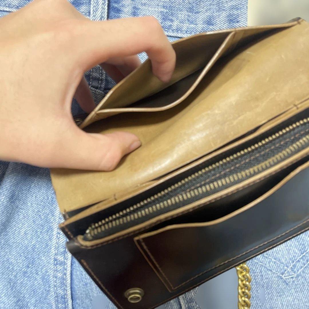 ホースバット　茶芯トラッカーウォレット三層(チェーン付き)