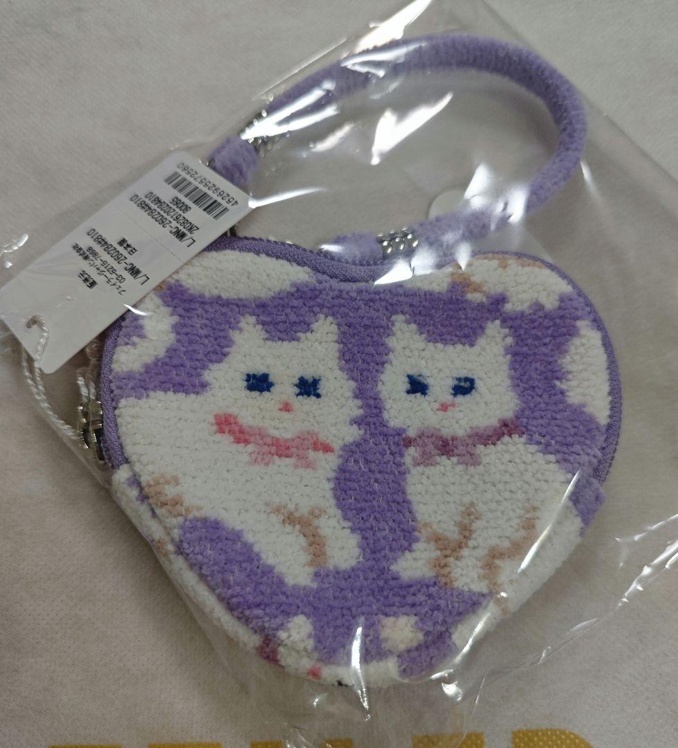 フェイラー モフモフネコチャン ハート型ポーチ ペールパープル 新品未使用