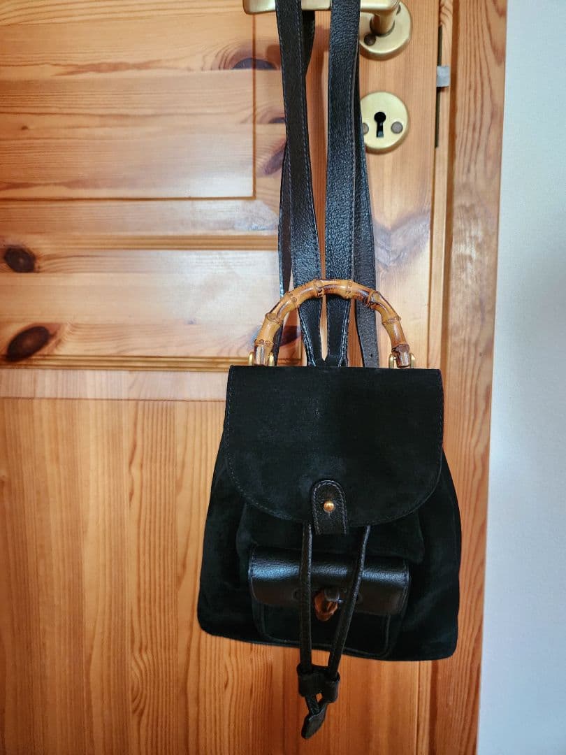 GUCCI　バンブー　黒スエードリュック バンブーハンドル