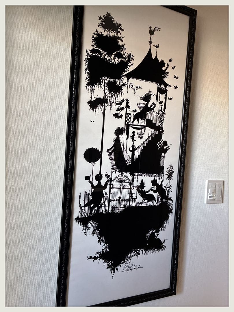 BJORNWIINBLAD シルエット春の絵 シックな黒の特別な額に入れて