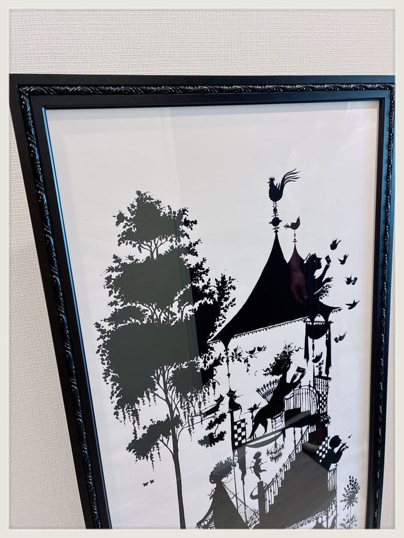 BJORNWIINBLAD シルエット春の絵 シックな黒の特別な額に入れて