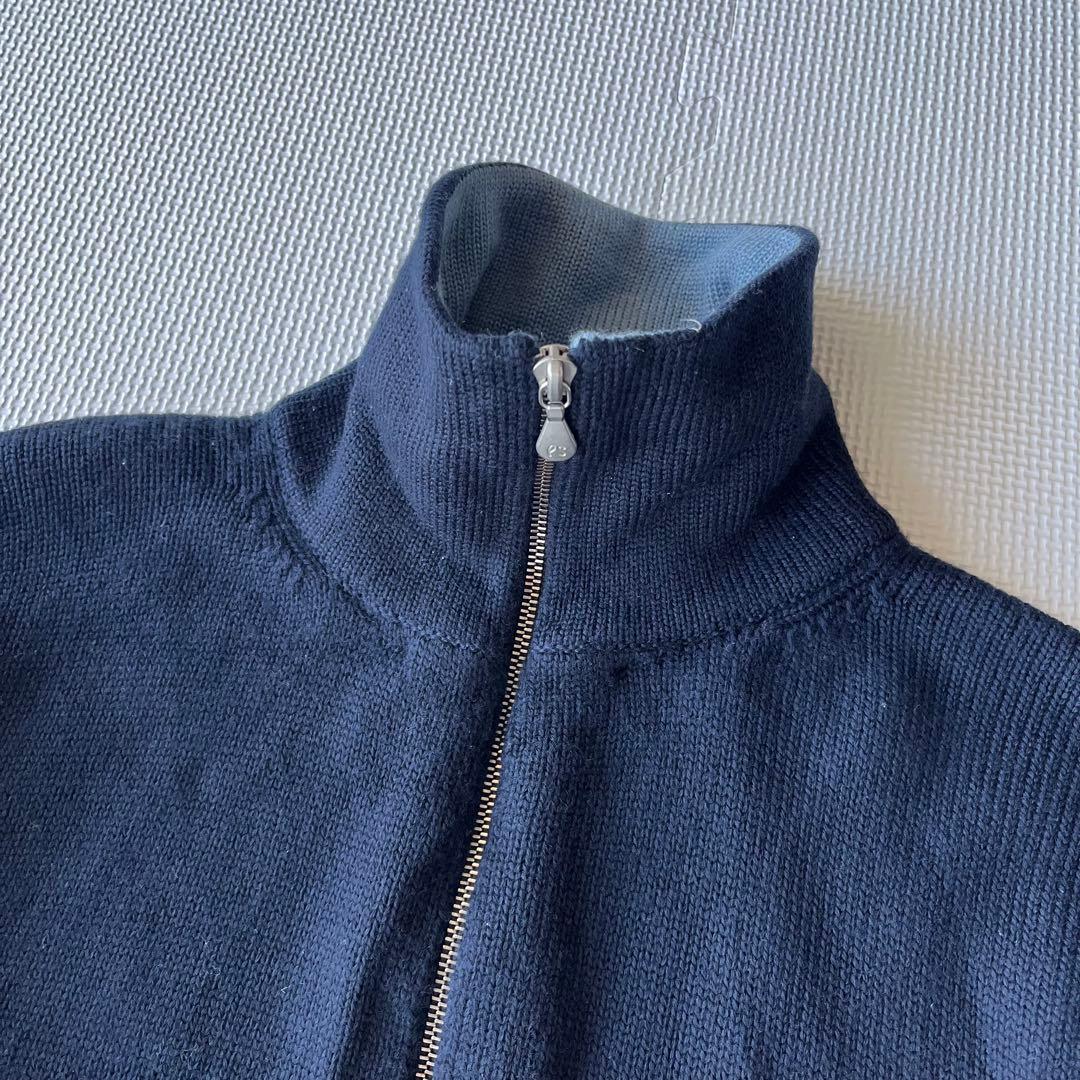 美品 Paul Smith ドライバーズニット ネイビー ウール M ハイネック