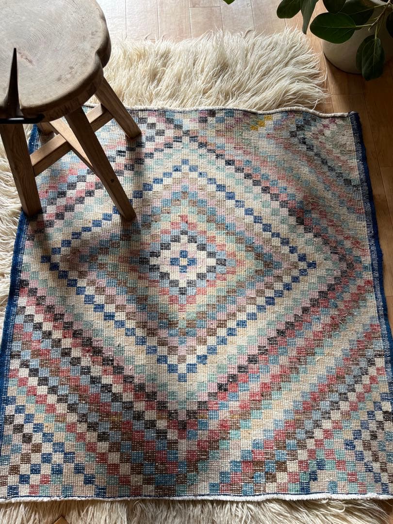 トルコヴィンテージラグ　正方形　94×101