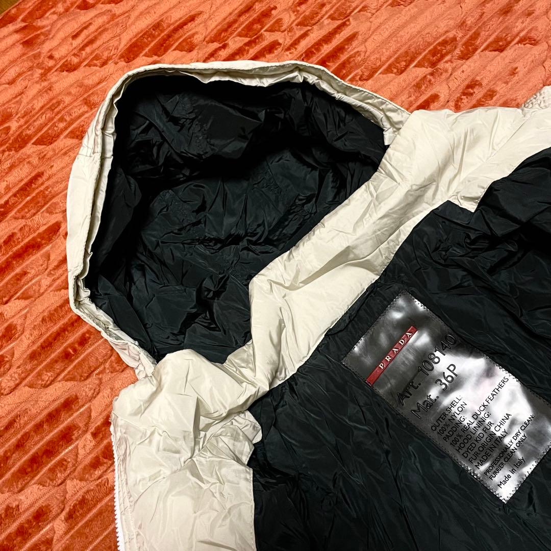 【luce希少】PRADA プラダ ロングダウンコート 赤ロゴ