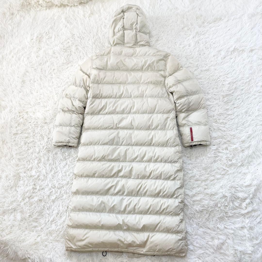 【luce希少】PRADA プラダ ロングダウンコート 赤ロゴ