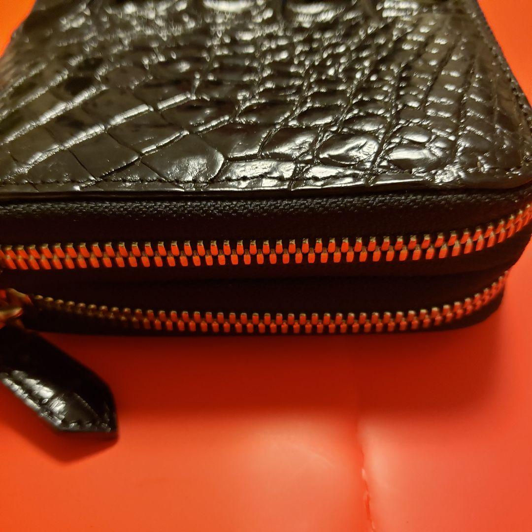 【高品質ワニ革】シャムワニ、クロコダイルレザーのダブルファスナー長財布