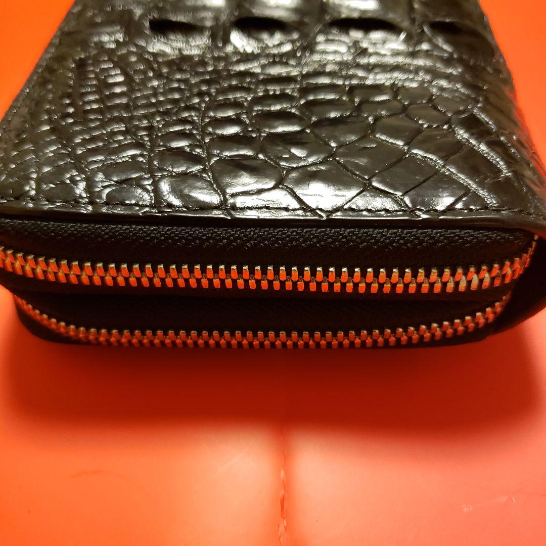 【高品質ワニ革】シャムワニ、クロコダイルレザーのダブルファスナー長財布