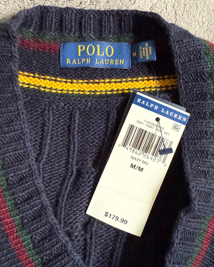 未使用　ラルフローレン　チルデンニット M ネイビー　紺色
