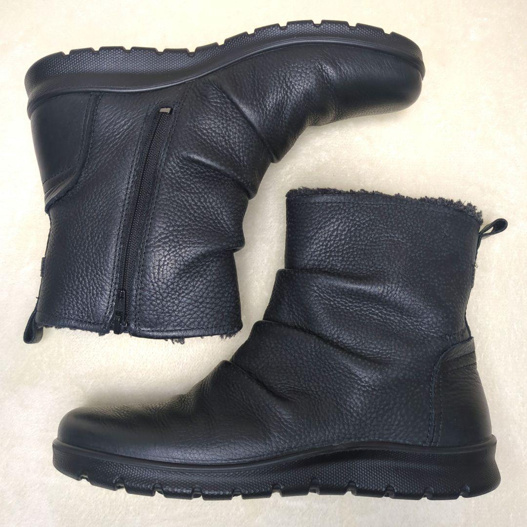 エコー【美品】BABETT BOOT　撥水　レザー　サイドジップ　フラットブーツ