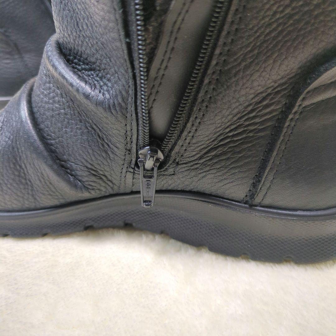 エコー【美品】BABETT BOOT　撥水　レザー　サイドジップ　フラットブーツ