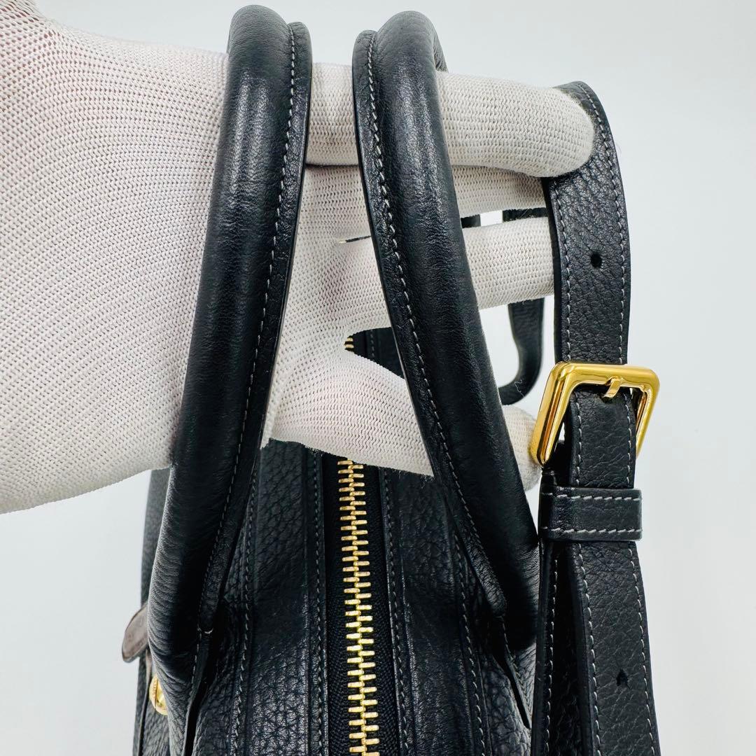 ロエベ メイ36 レザー シボ革 トートバッグ ショルダー ビジネス A4可 黒