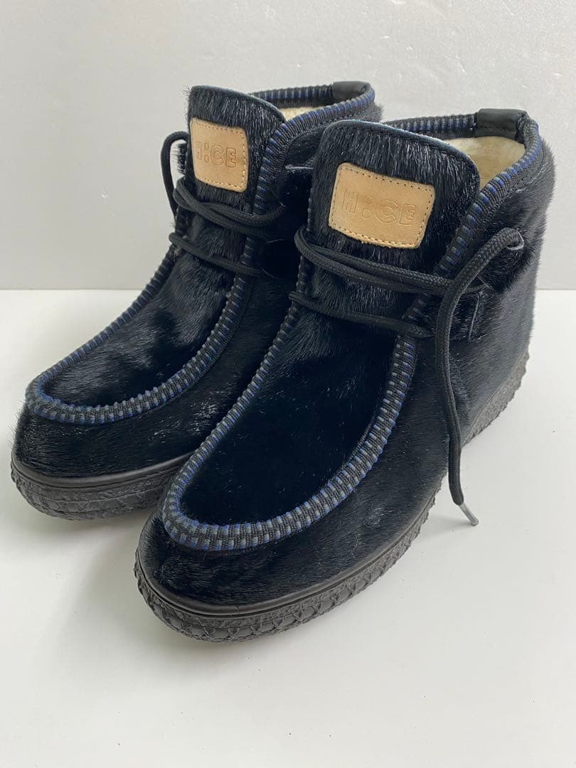 H:CEアイス イタリア スノーブーツ アザラシ 黒 スパイク