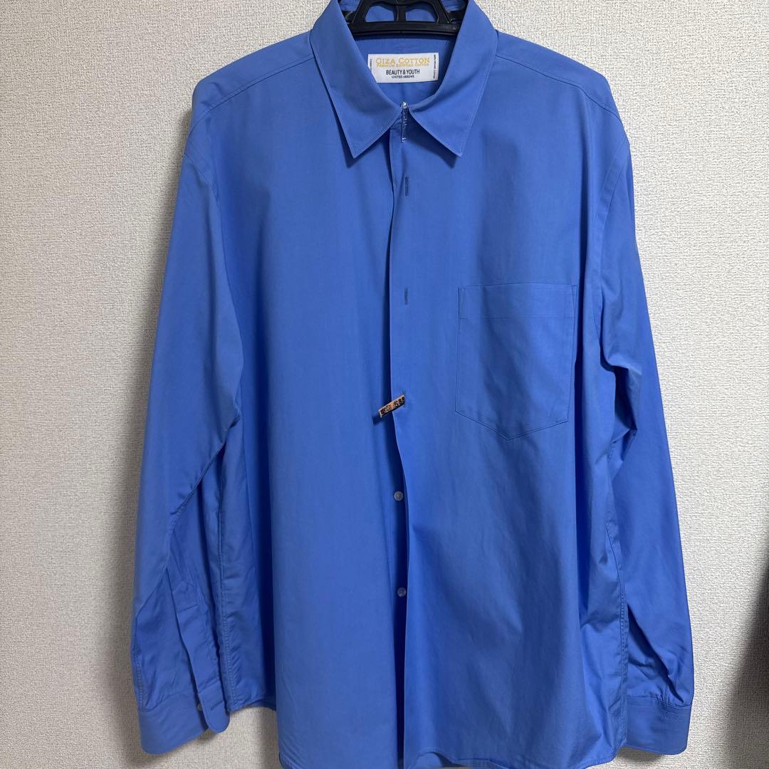 BEAUTY&YOUTH 長袖シャツ 青　1211-149-8242