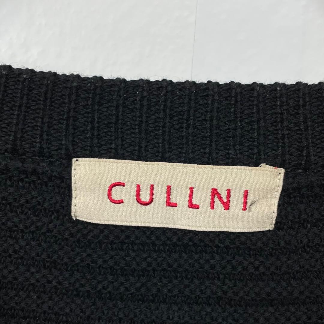 CULLNI ブロックパターン　切替リブ編みクルーネックニットセーター