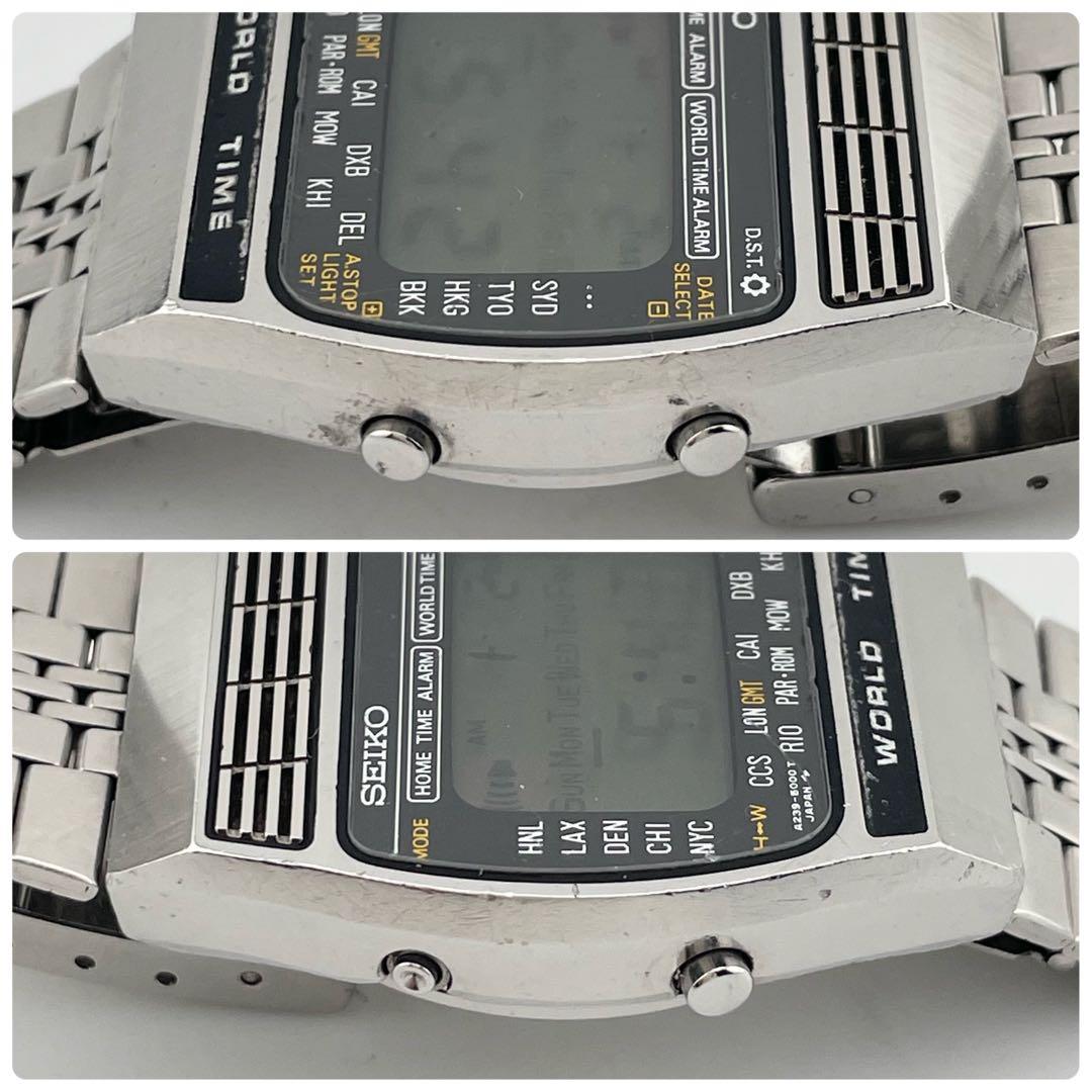 【稼働/新品電池】セイコー　ワールドタイム　スクエア　腕時計　デジタル　メンズ