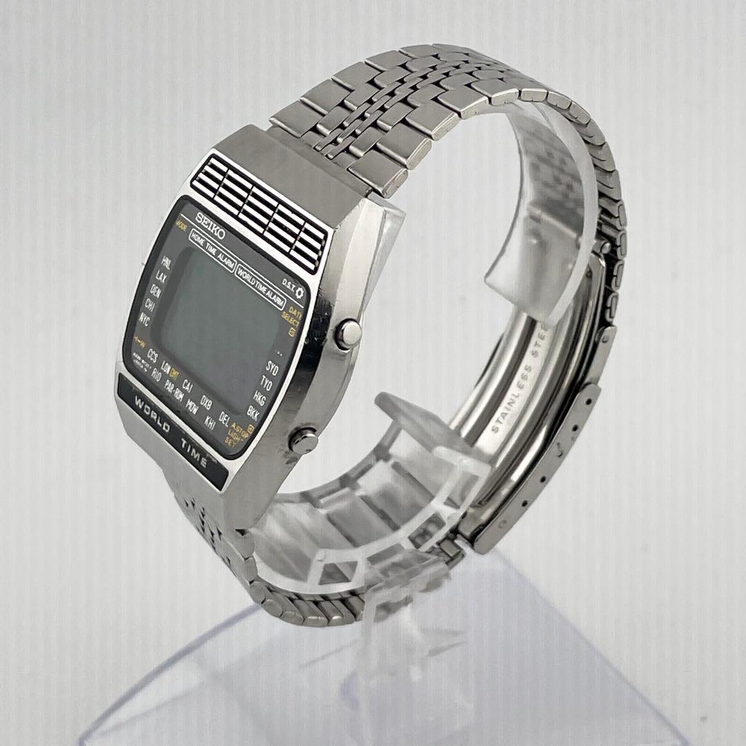 【稼働/新品電池】セイコー　ワールドタイム　スクエア　腕時計　デジタル　メンズ