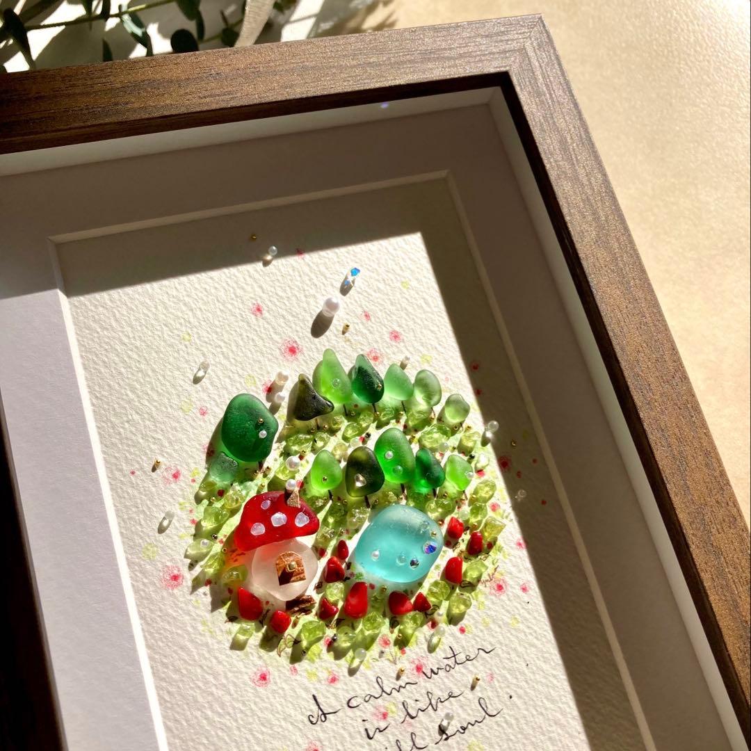 misa　オーダー受付　シーグラス／天然石／フレームアート／手描き