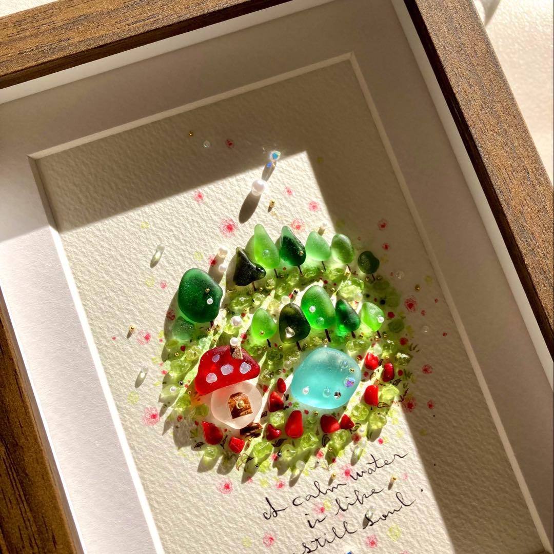 misa　オーダー受付　シーグラス／天然石／フレームアート／手描き