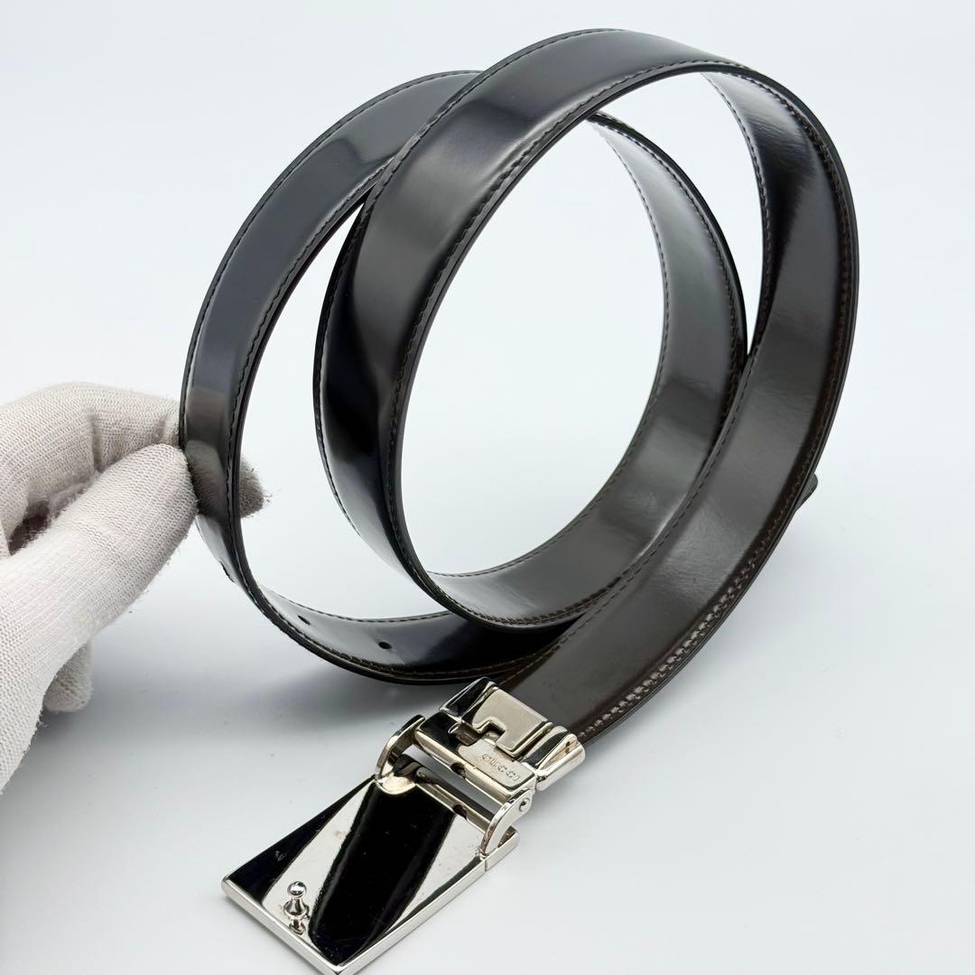 ✨美品✨GUCCI ベルト シルバー金具 メンズ 紳士 レザー 本革 ビジネス