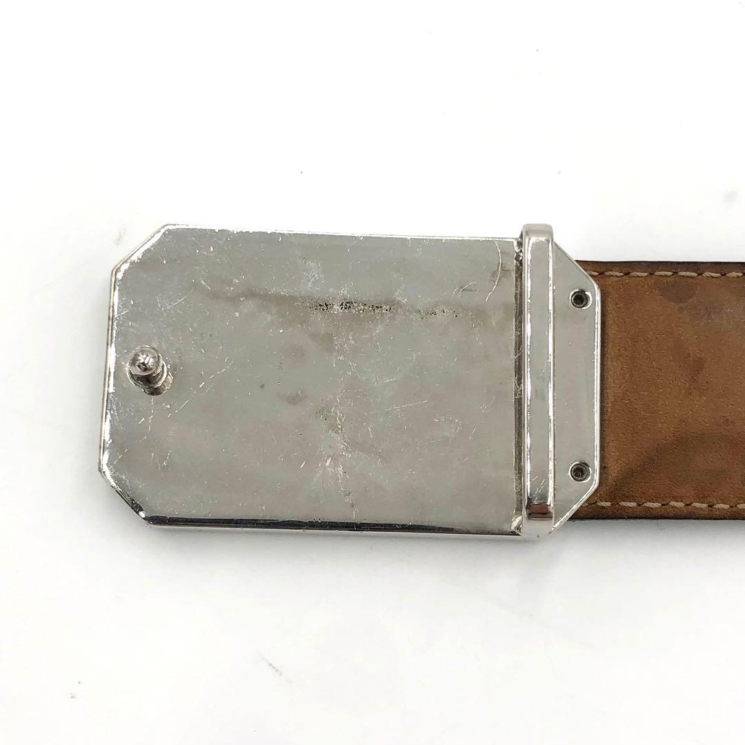 【美品✨】グッチ シマ スクエア バックル レザー ベルト GG 大きめ