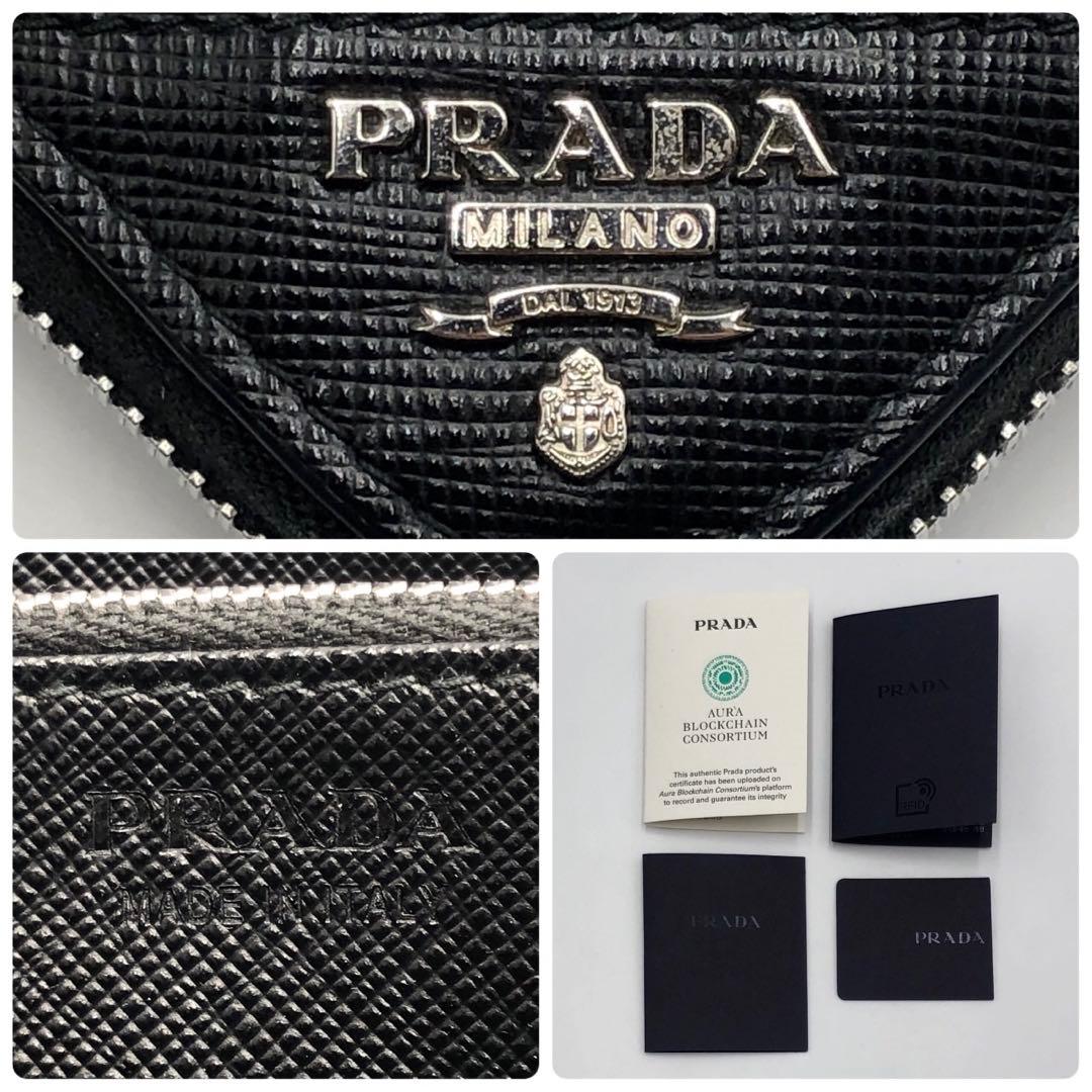 箱付き プラダ PRADA 財布 SAFFIANO Lラウンドジップ 黒