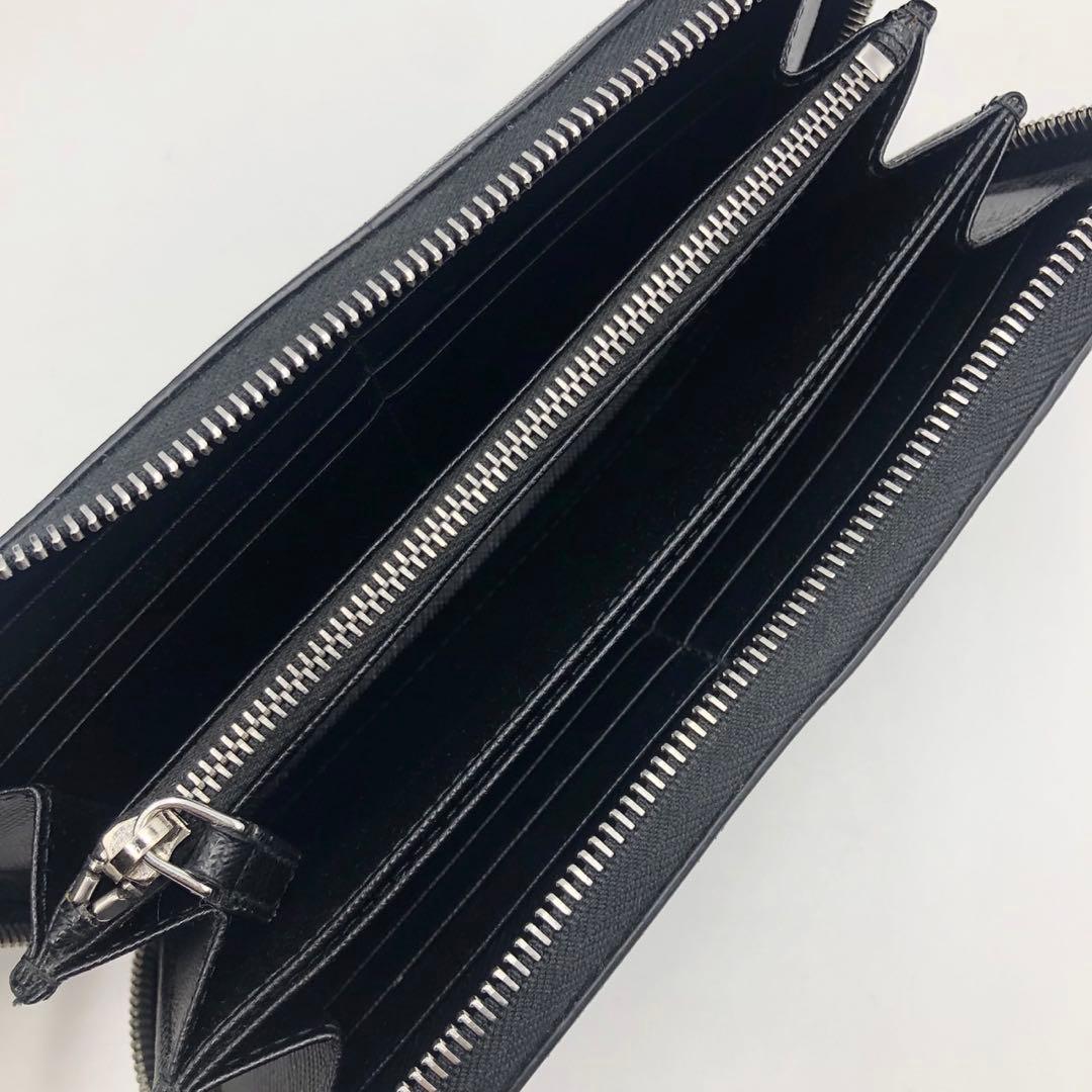 箱付き プラダ PRADA 財布 SAFFIANO Lラウンドジップ 黒