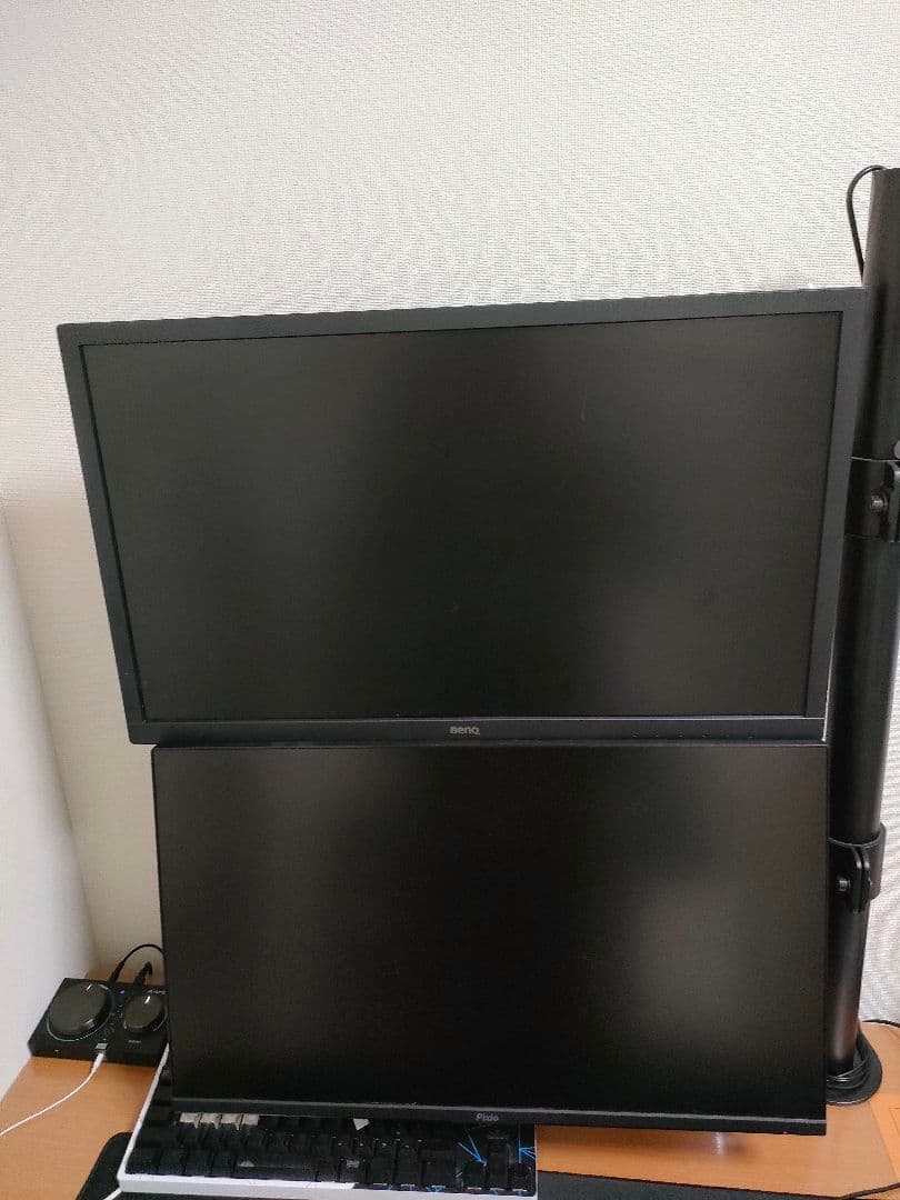 モニター2枚セット（60HZ、75HZ対応）デュアルモニターアーム ブラック付き