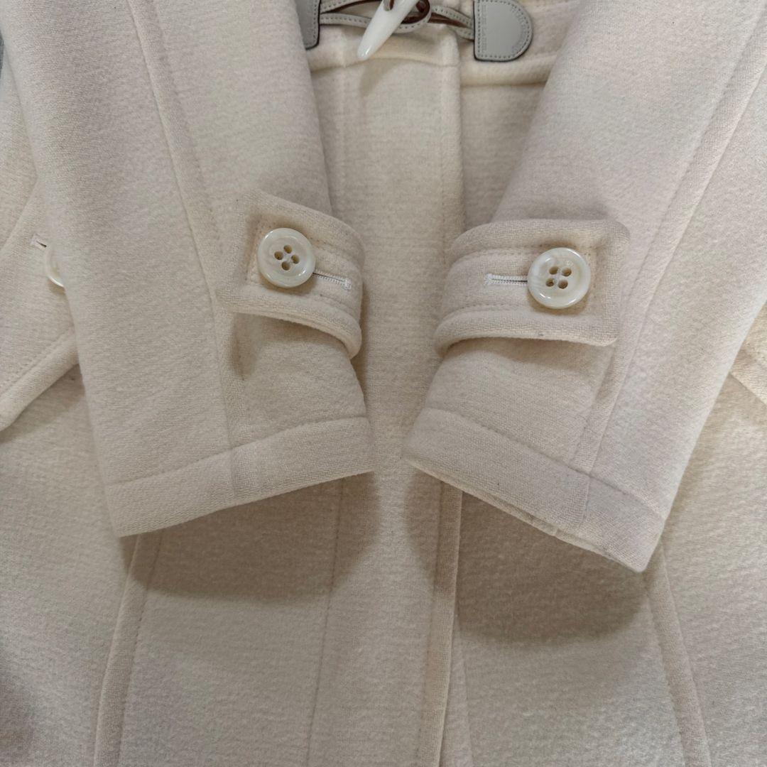 バーバリーブルーレーベル ダッフルコート ノバチェック ウール アイボリー 38