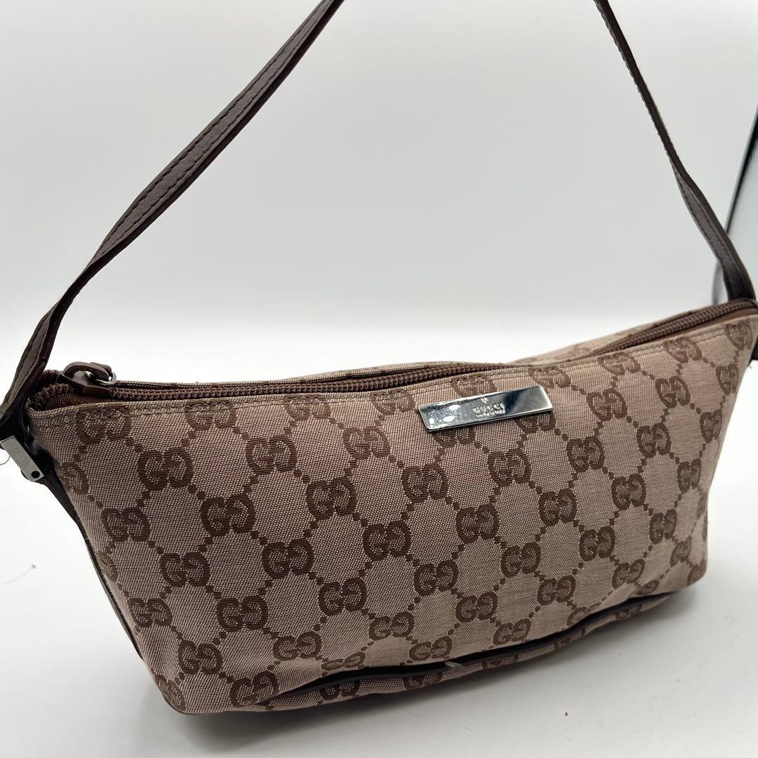 GUCCI GGキャンバス アクセサリーポーチ ワンショルダー ブラウン