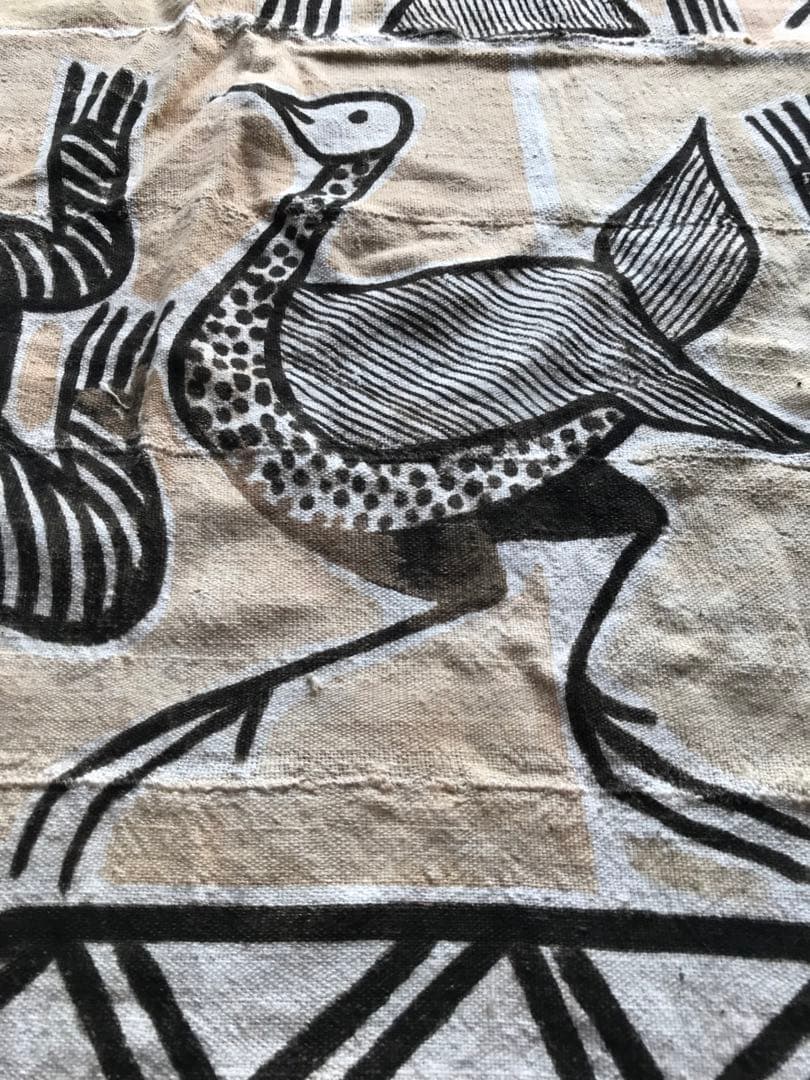 アフリカ　マリ　泥染め　布　ラグ　ヴィンテージ