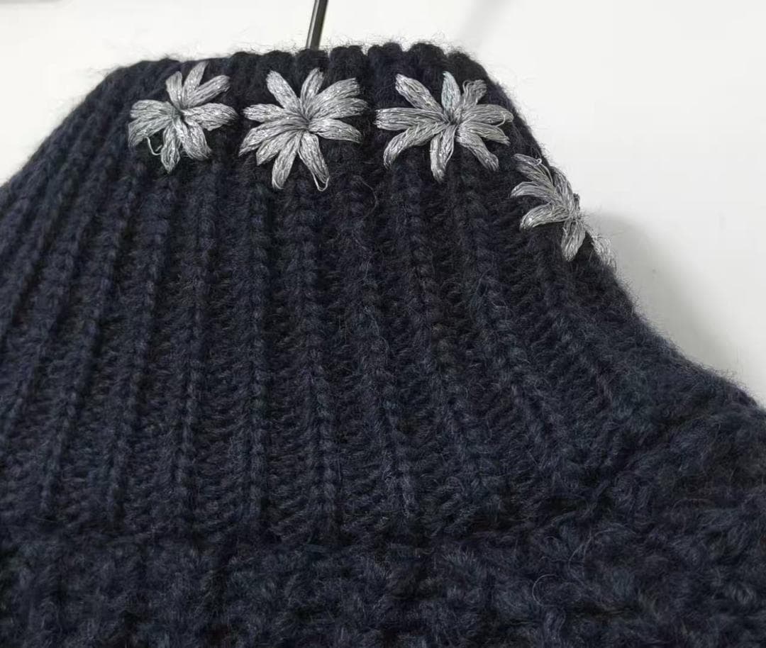 doublet WISH フラワーエンブロイダリー ジップニット M