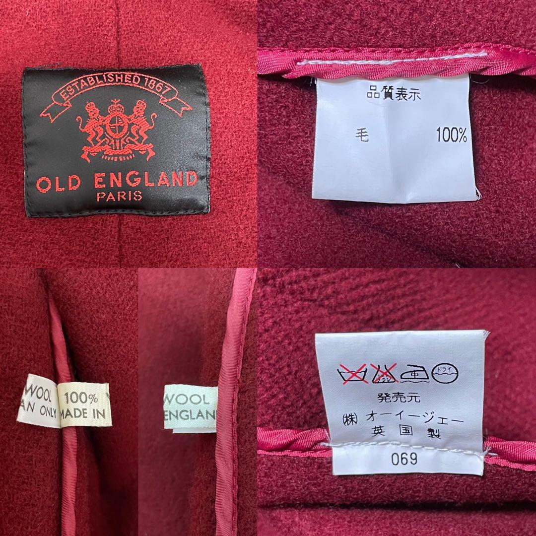 美品 オールドイングランド ダッフルコート ヘリンボーン XL相当 英国製 赤