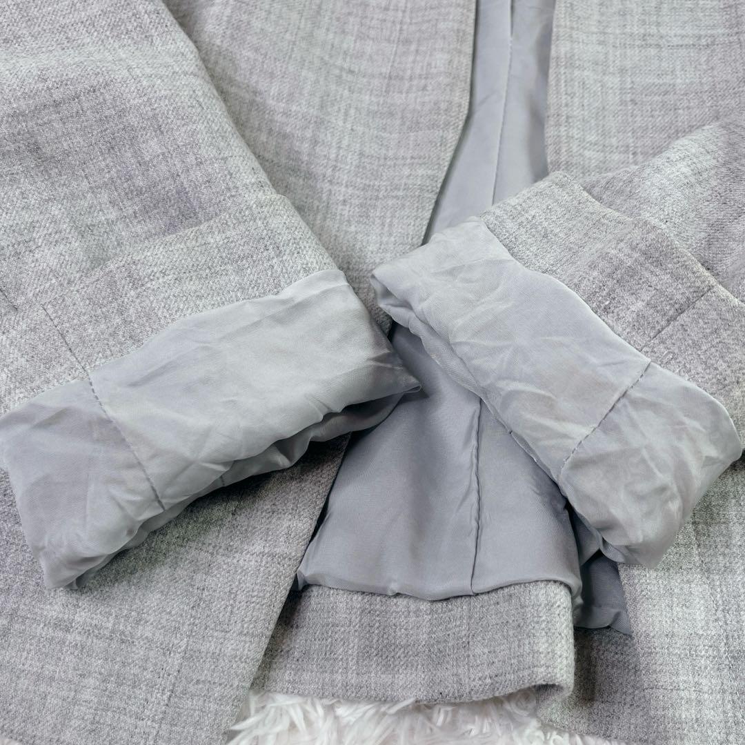 【美品】セオリー ノーカラーパンツスーツセットアップ ライトグレー M 現行タグ