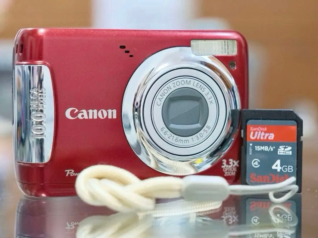 名機 動作品 平成レトロ CCD Canon PowerShot A480 赤