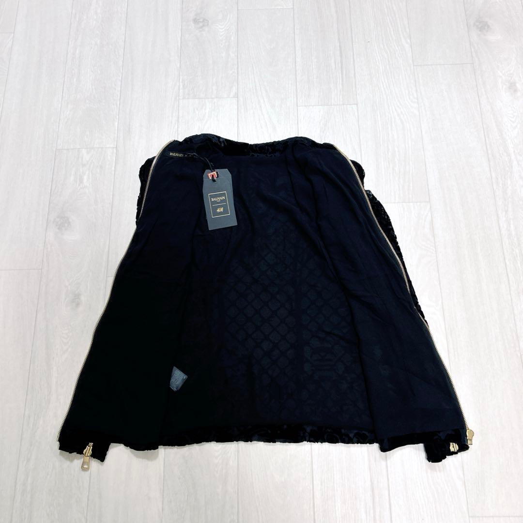 【新品】BALMAIN× コラボ シルク混　トップス 黒 ジップ