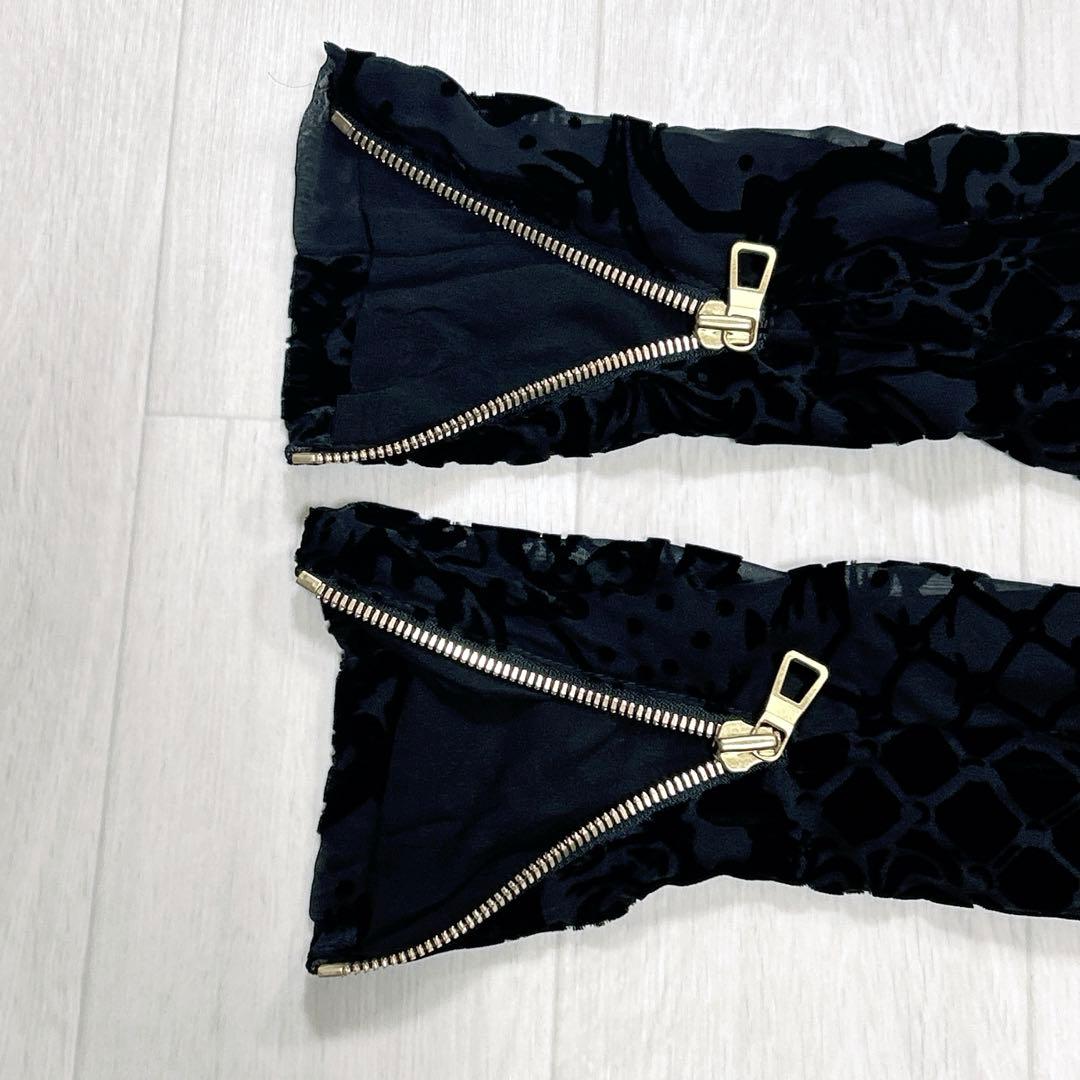 【新品】BALMAIN× コラボ シルク混　トップス 黒 ジップ