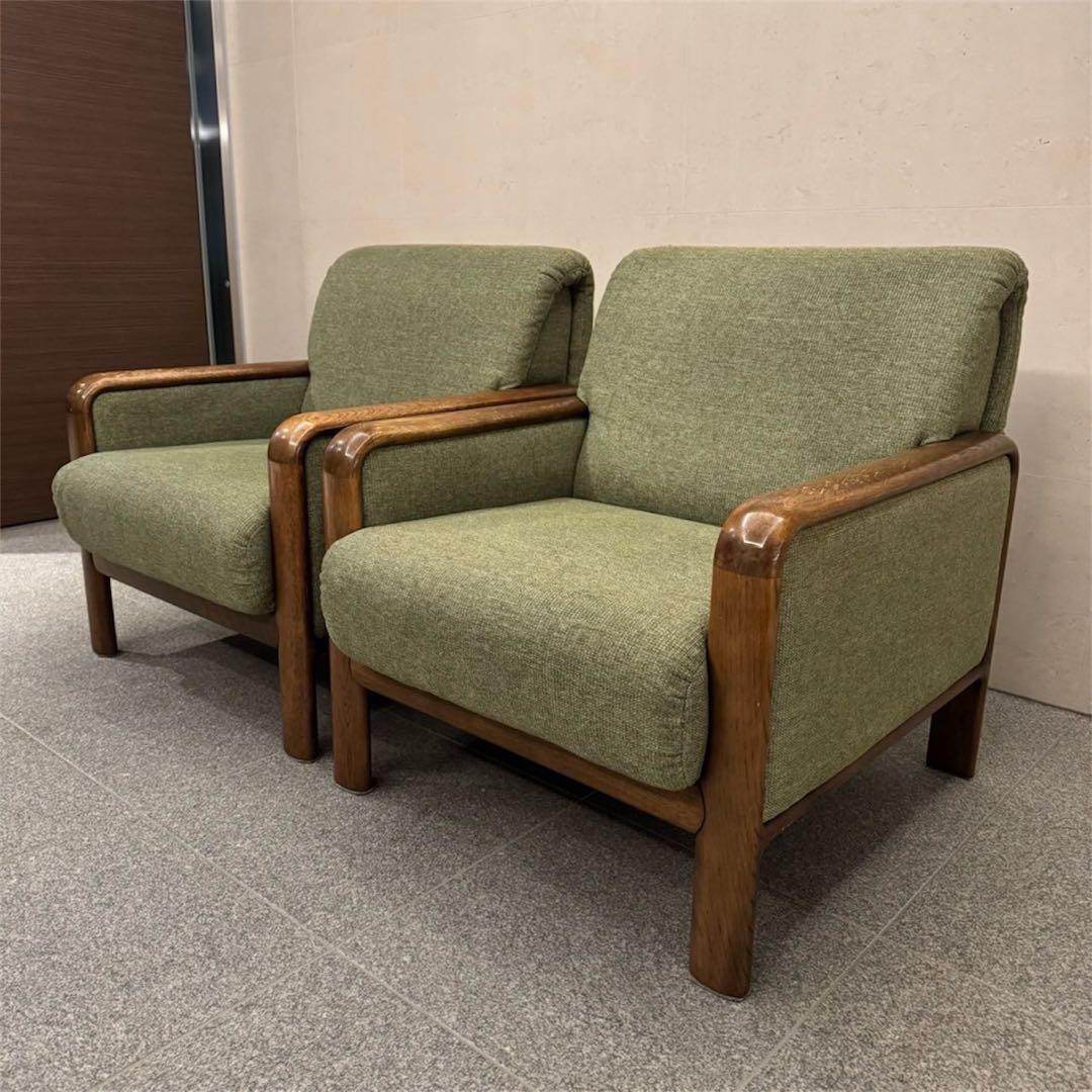 オールドカリモク パネルアーム 1人掛けソファ ①