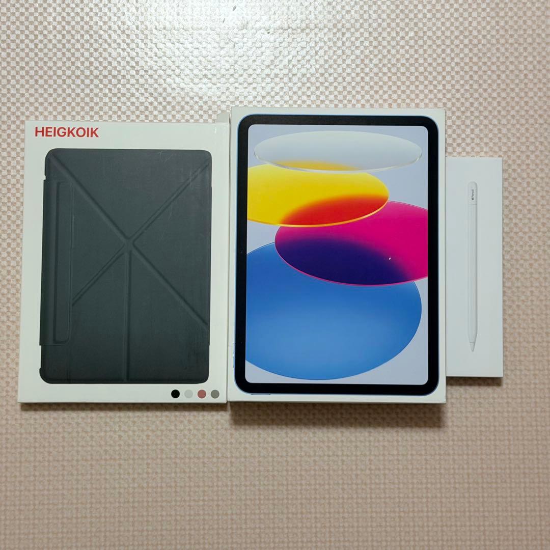 iPad A16 128GB ブルーApple Pencil USB-C ケース
