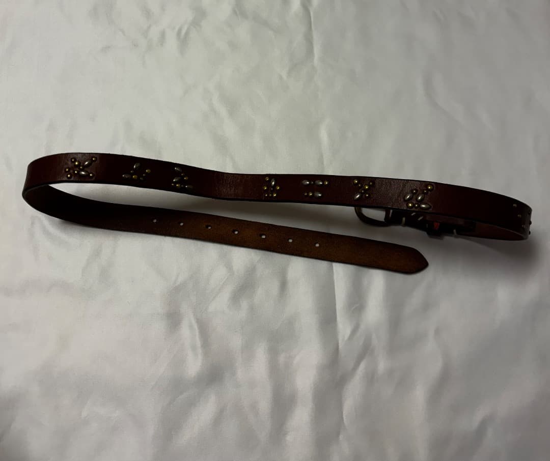 KAPITAL ブラウンレザーベルト スタッズ付き