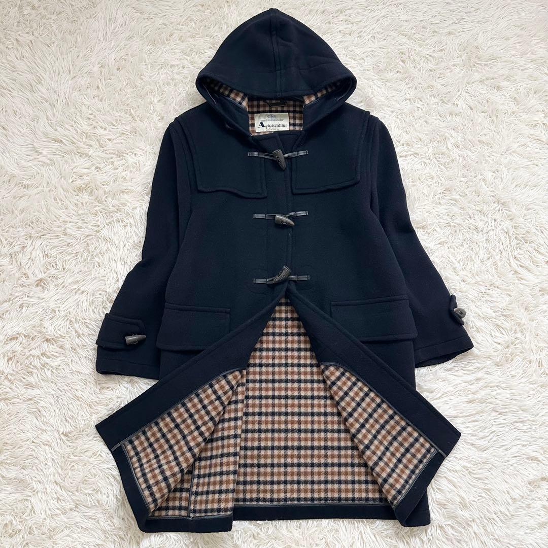 アクアスキュータム 大きいサイズXL ウールロングダッフルコート ネイビー