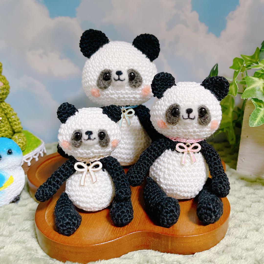あみぐるみ　コロンとコロコロ仲良しパンダちゃん親子^ ^ 【特別価格】